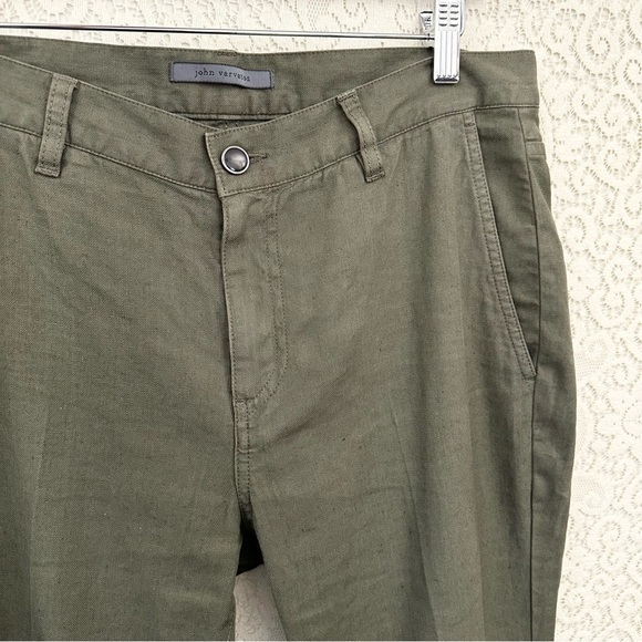 John Varvatos Linen Blend Army Green Pants - Picture 5 of 13